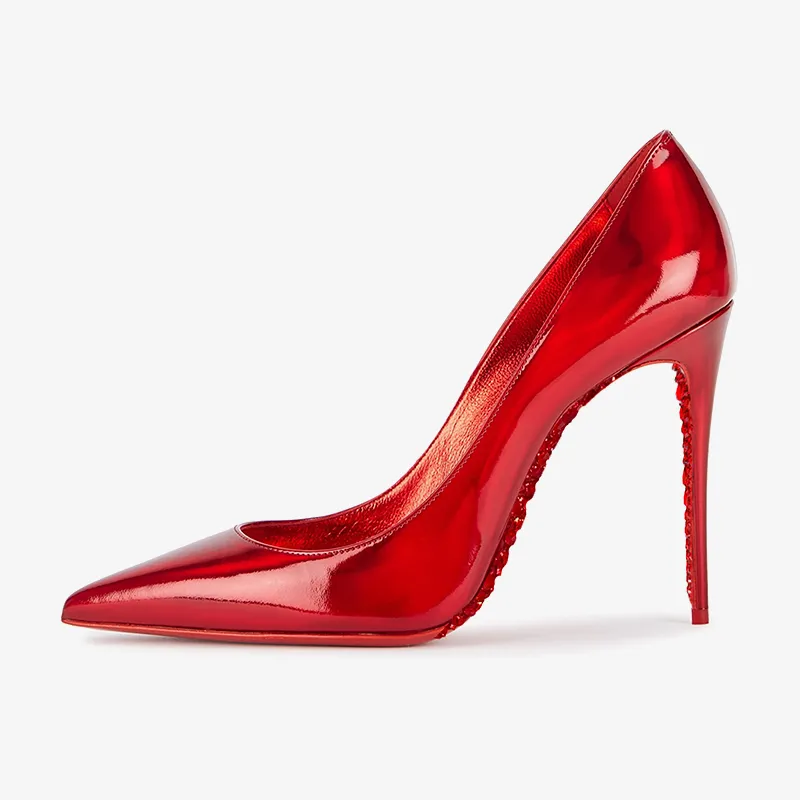 Red Patent Stiletto Pump Sparkling Sole