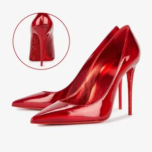 Red Patent Stiletto Pump Sparkling Sole