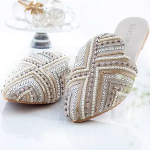 Regalia Brown and White Sequin Comfort Mules