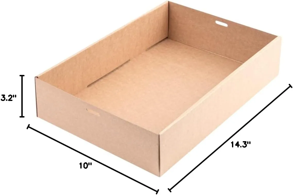 Restaurantware Cater Tek 14.3 x 10 x 3.2 Inch Baked Goods Boxes 100 Insert Tab Lock Window Pastry Boxes - Window Lids Easy Assembly Kraft Paper Catering Boxes For Charcuterie Or Cupcakes