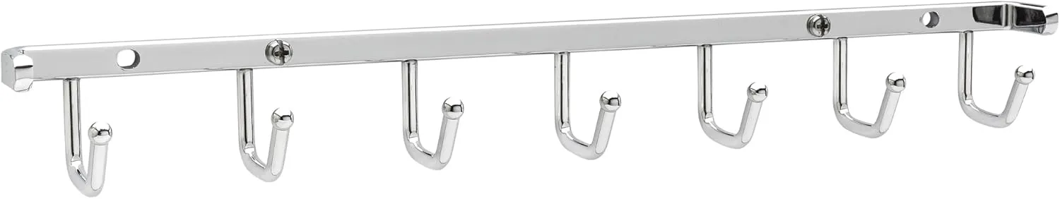 Rev-A-Shelf Sidelines 14" Closet Wall Hanging Mount for Belt, Scarf, or Tie Accessory Organization Rack Holder Hanger w/7 Hooks Chrome, BRCL-14NS-CR-1