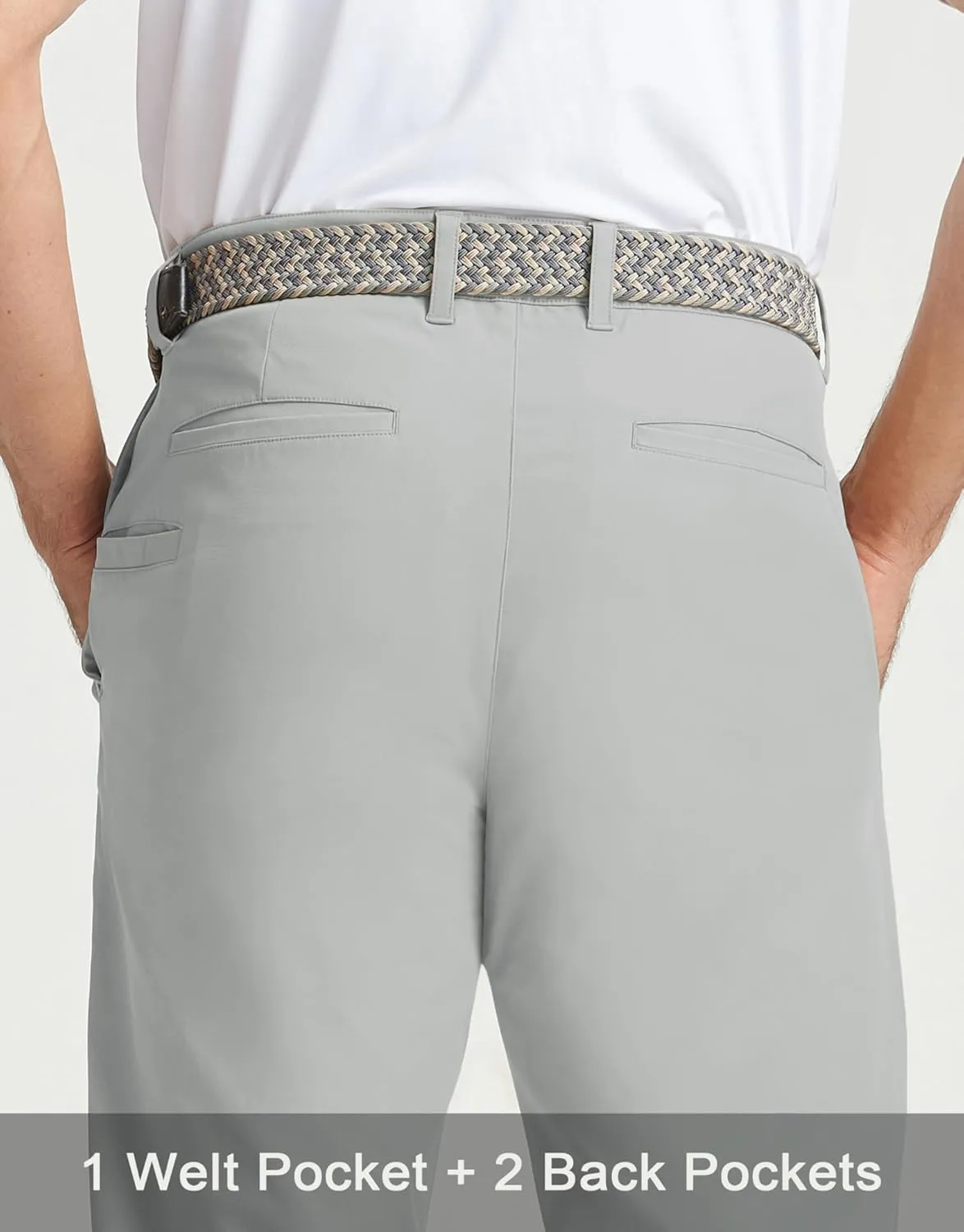 Rouen Golf Pants Men 8 Pockets Water Resistant Flat Front - 30"/32"/34" Chino Dress Pants Lightweight Stretch Casual Trousers
