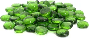 Royal Imports Glass Flat Marbles Stones Rocks, Party Table Scatter, Wedding Centerpieces Decor, Aquarium Pebbles, Vase Filler Gems, 5 LBS (Approx 500 pcs), Green