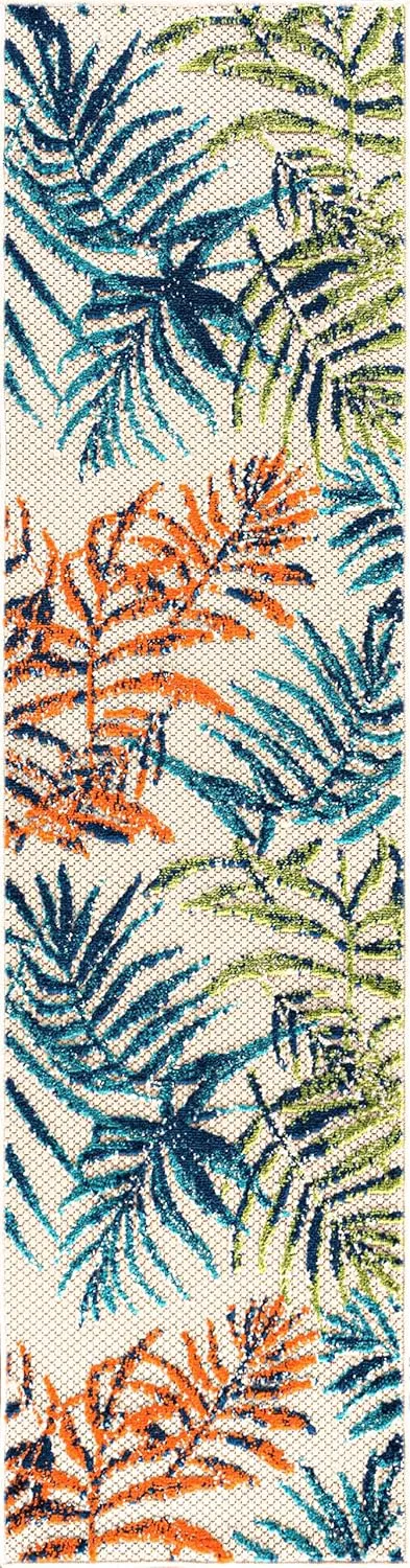 Rugshop Bahama Palm Frond Floral Non-Shedding Easy Cleaning Patio Deck Backyard Indoor/Outdoor Runner Rug 2' x 7' Multi