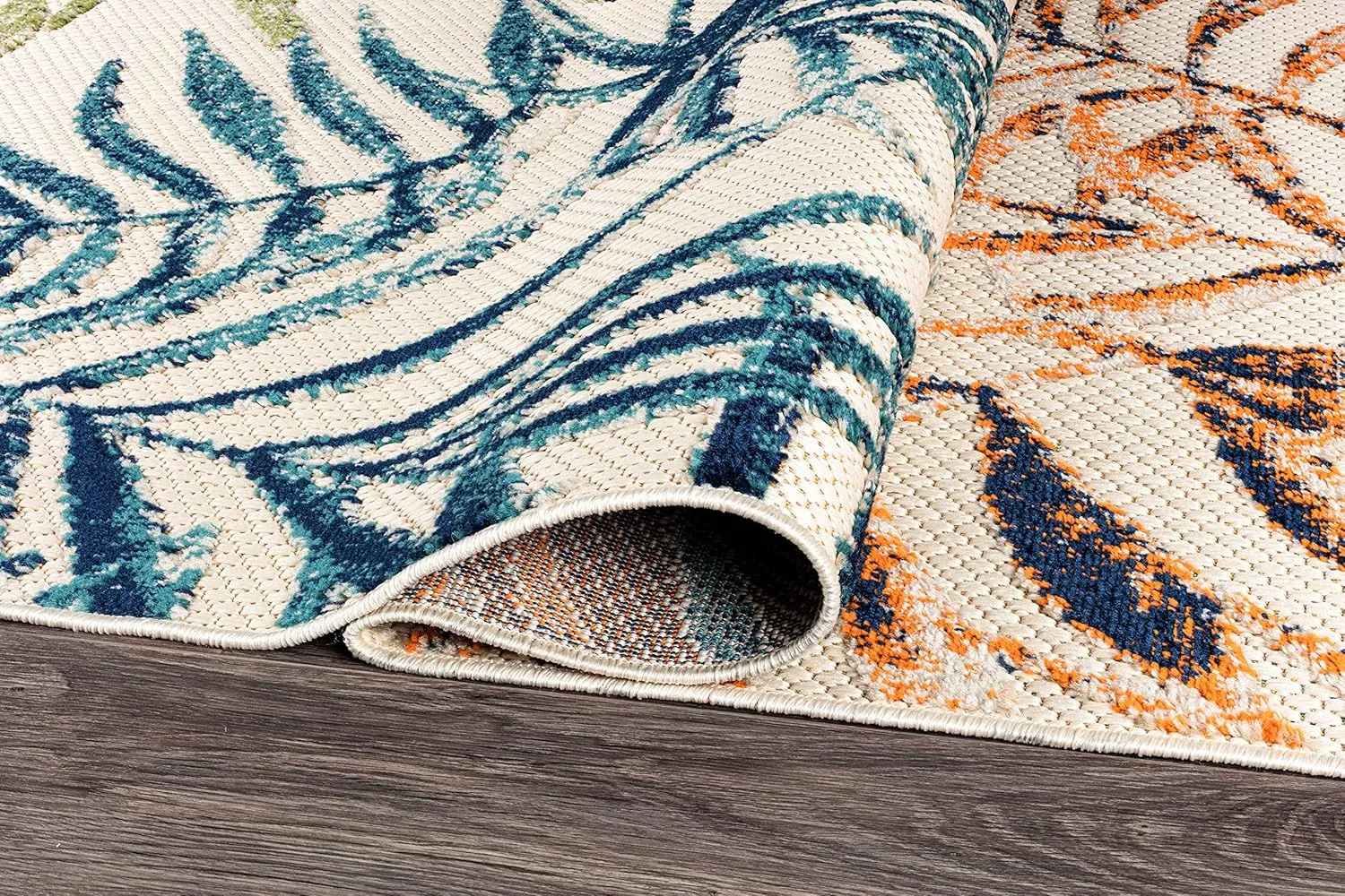 Rugshop Bahama Palm Frond Floral Non-Shedding Easy Cleaning Patio Deck Backyard Indoor/Outdoor Runner Rug 2' x 7' Multi