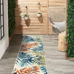 Rugshop Bahama Palm Frond Floral Non-Shedding Easy Cleaning Patio Deck Backyard Indoor/Outdoor Runner Rug 2' x 7' Multi