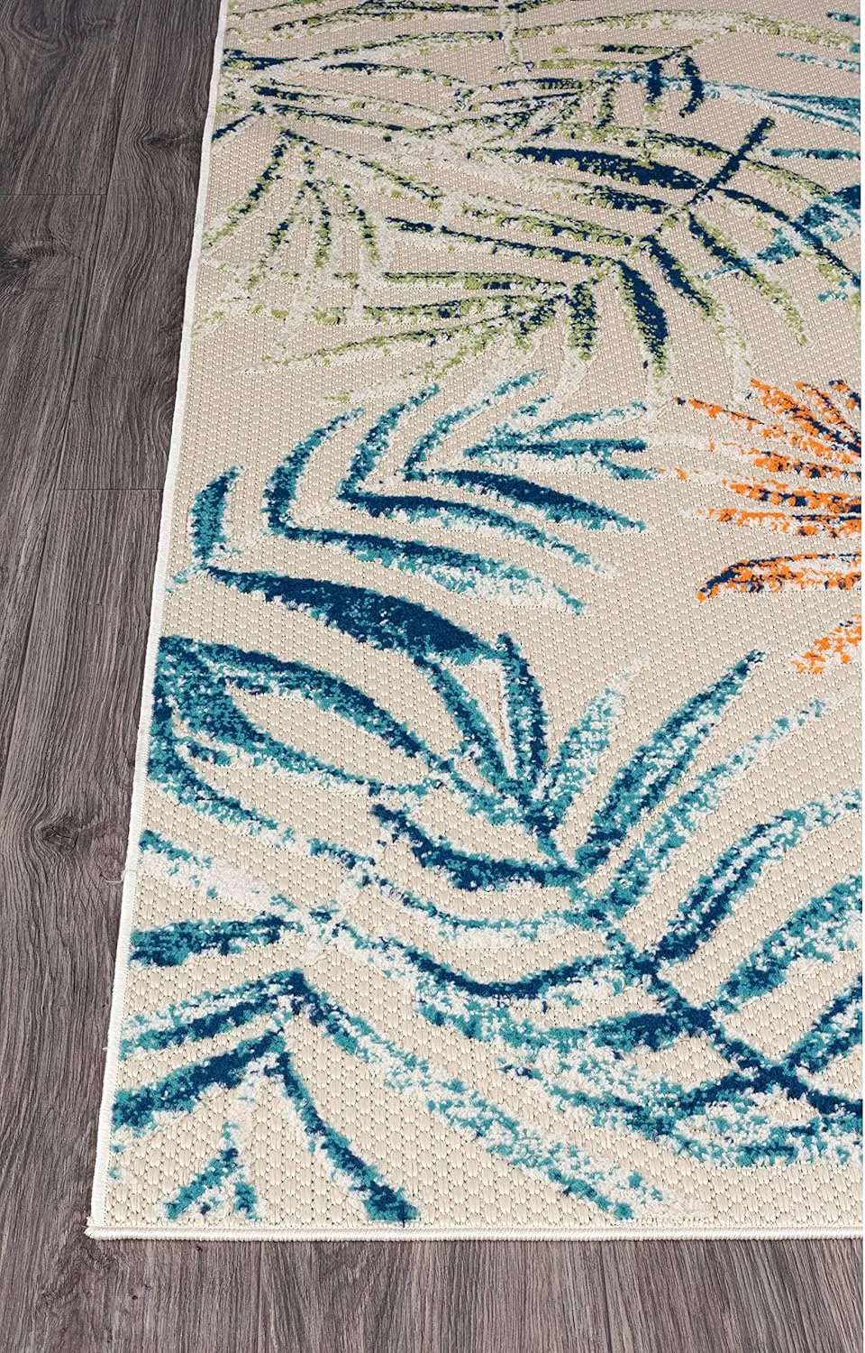 Rugshop Bahama Palm Frond Floral Non-Shedding Easy Cleaning Patio Deck Backyard Indoor/Outdoor Runner Rug 2' x 7' Multi
