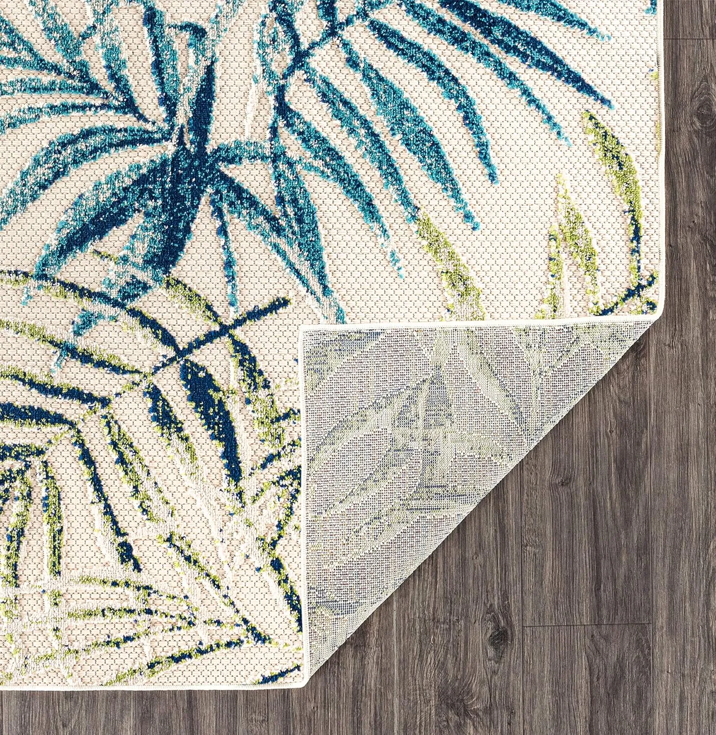 Rugshop Bahama Palm Frond Floral Non-Shedding Easy Cleaning Patio Deck Backyard Indoor/Outdoor Runner Rug 2' x 7' Multi