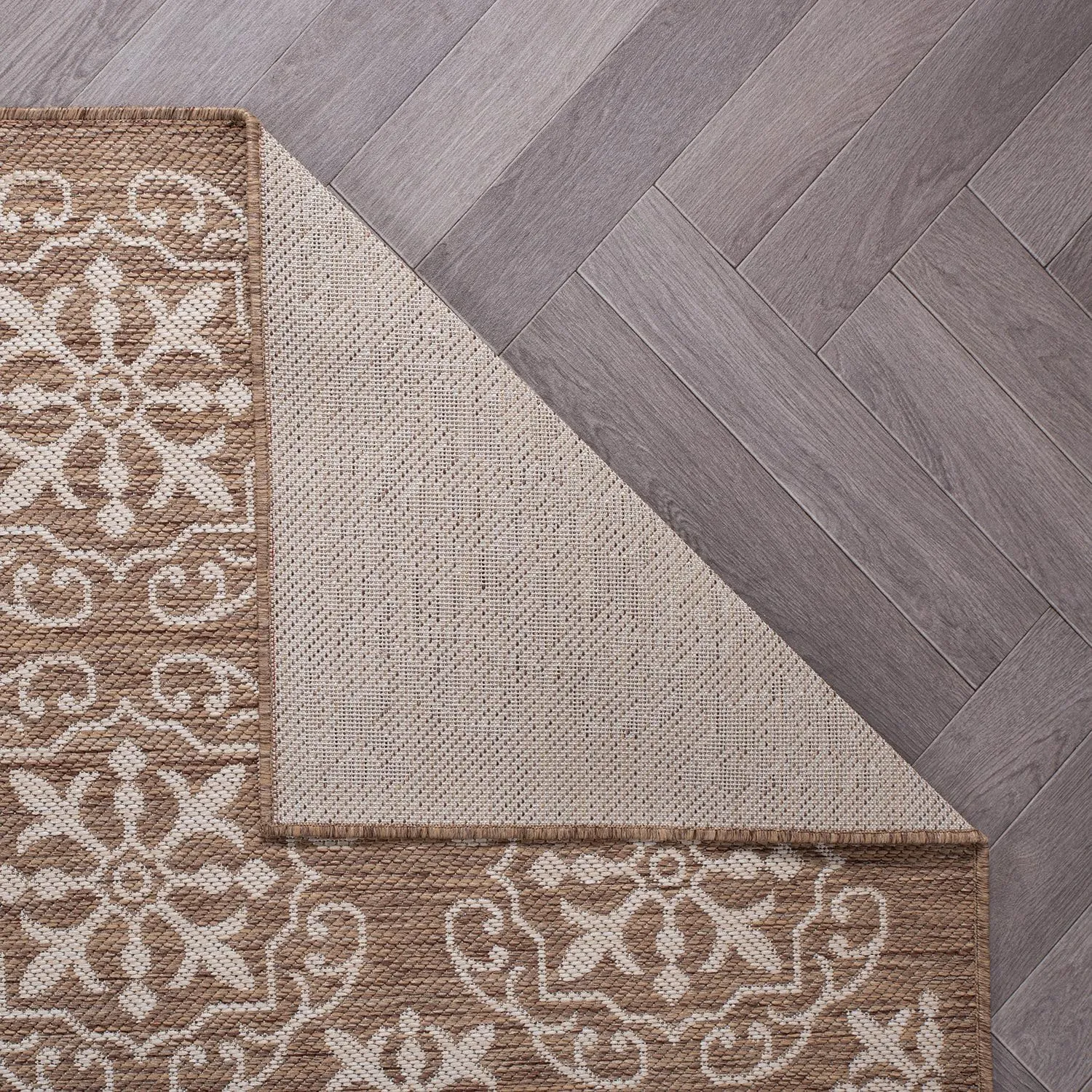 Rugshop Budelli Transitional Geometric Textured Flat Weave Easy Cleaning Outdoor Rugs for Deck,Patio,Backyard Indoor/Outdoor Runner Rug 2' x 7' Brown