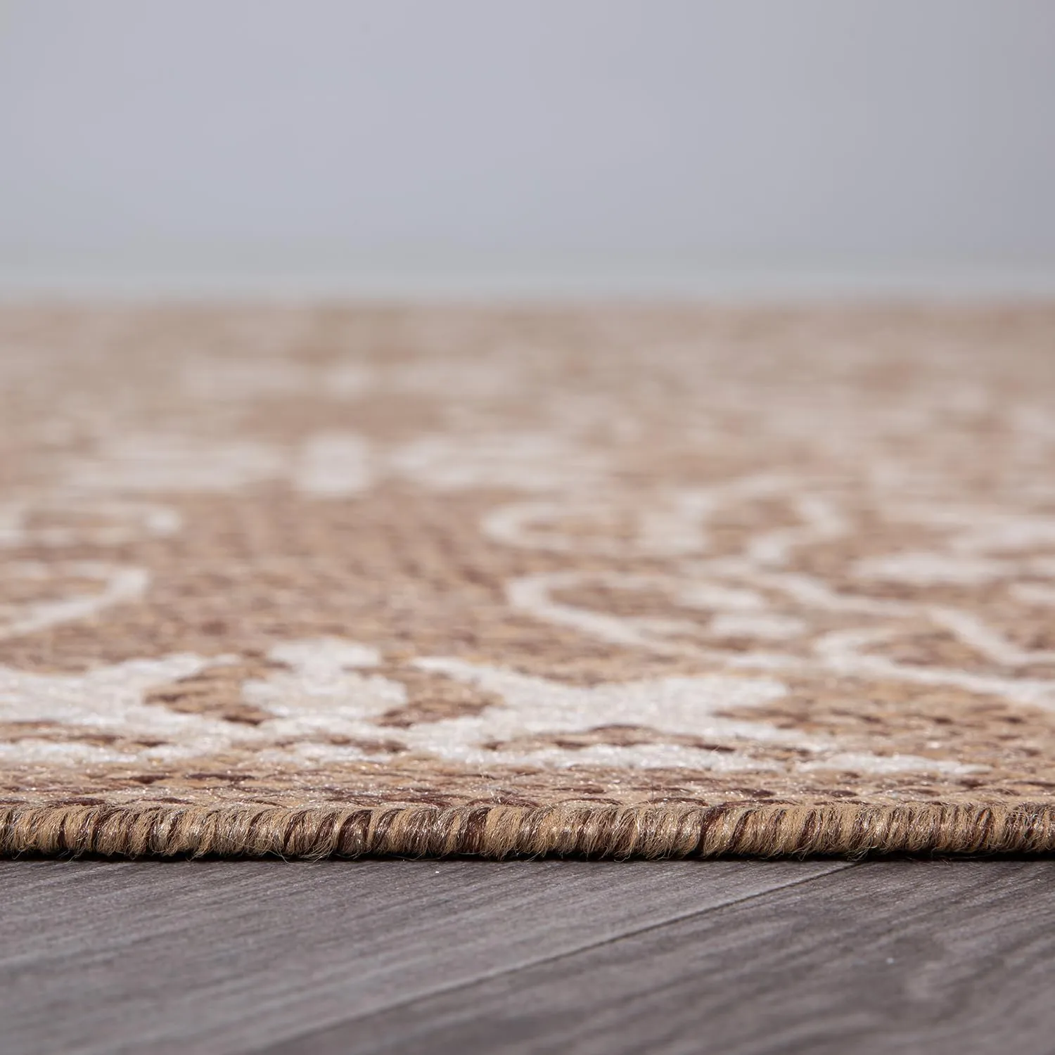 Rugshop Budelli Transitional Geometric Textured Flat Weave Easy Cleaning Outdoor Rugs for Deck,Patio,Backyard Indoor/Outdoor Runner Rug 2' x 7' Brown
