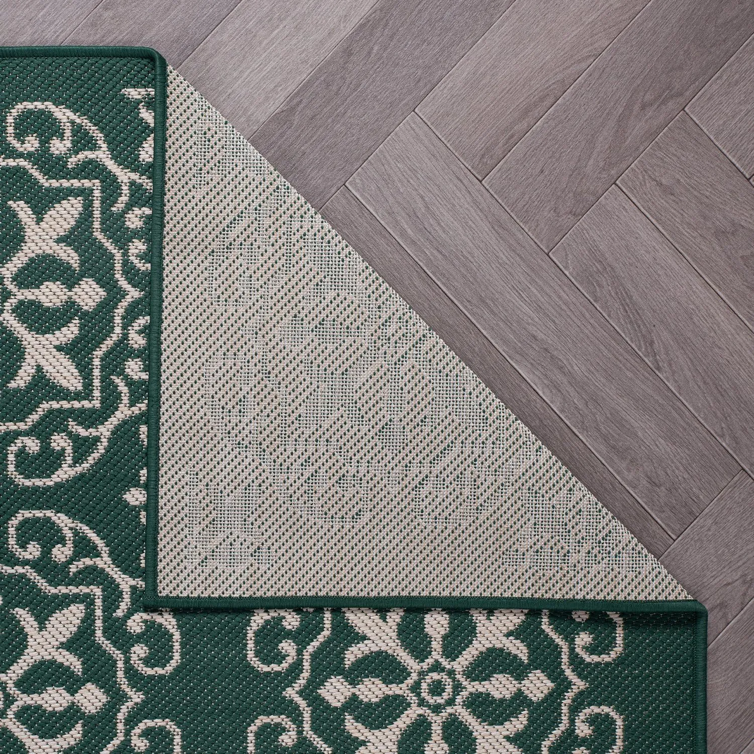 Rugshop Budelli Transitional Geometric Textured Flat Weave Easy Cleaning Outdoor Rugs for Deck,Patio,Backyard Indoor/Outdoor Runner Rug 2' x 7' Green
