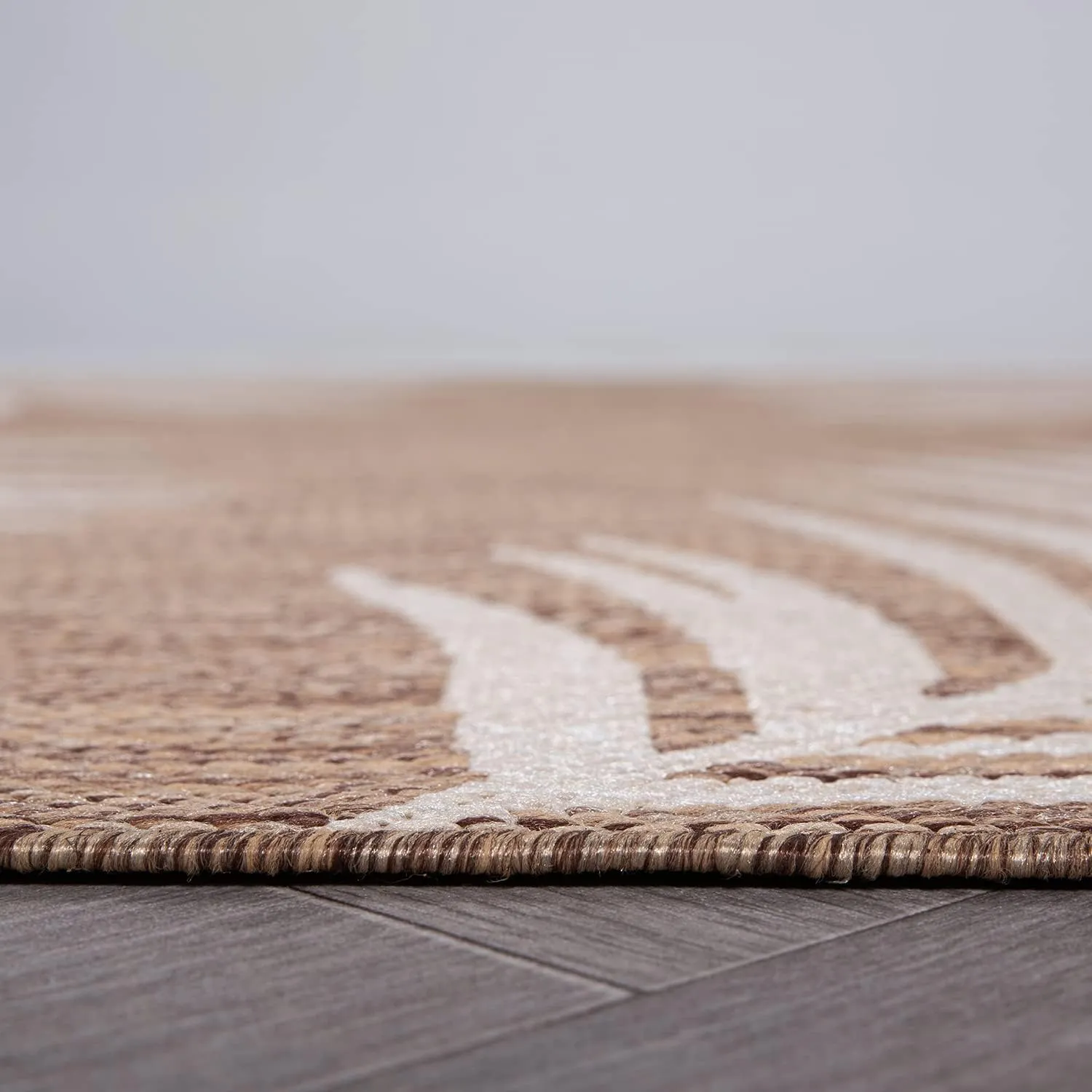 Rugshop Contemporary Palm Leaves Textured Flat Weave Easy Cleaning Outdoor Rugs for Deck,Patio,Backyard Indoor/Outdoor Runner Rug 2' x 7' Brown