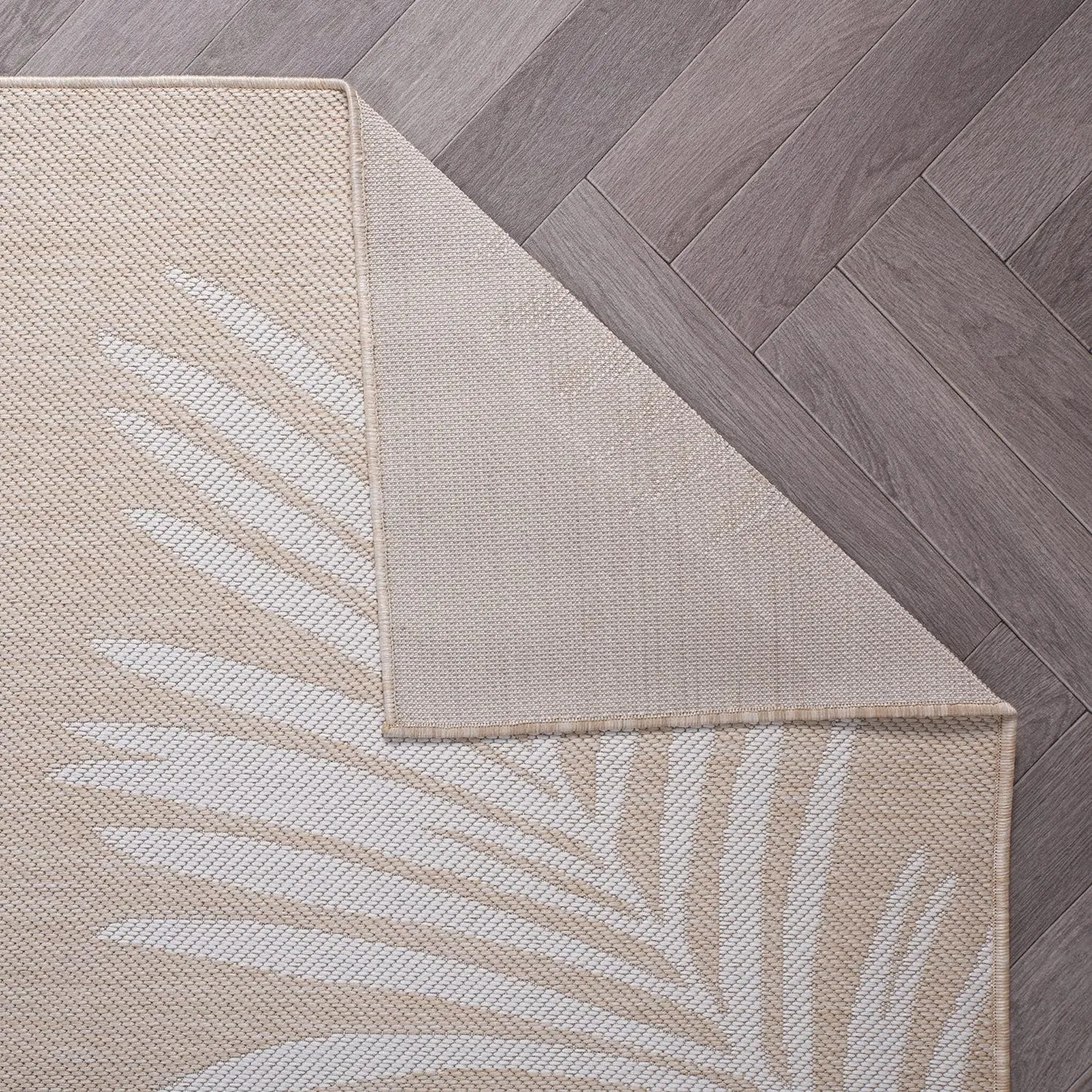 Rugshop Contemporary Palm Leaves Textured Flat Weave Easy Cleaning Outdoor Rugs for Deck,Patio,Backyard Indoor/Outdoor Runner Rug 2' x 7' Natural