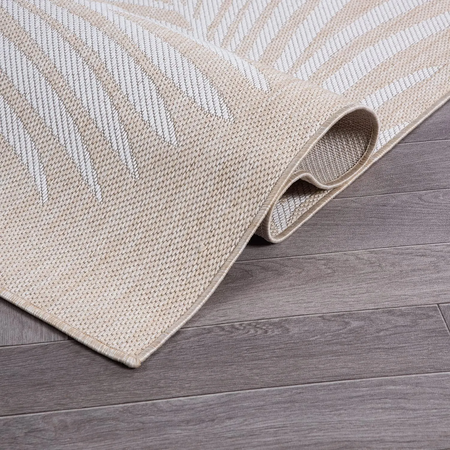 Rugshop Contemporary Palm Leaves Textured Flat Weave Easy Cleaning Outdoor Rugs for Deck,Patio,Backyard Indoor/Outdoor Runner Rug 2' x 7' Natural