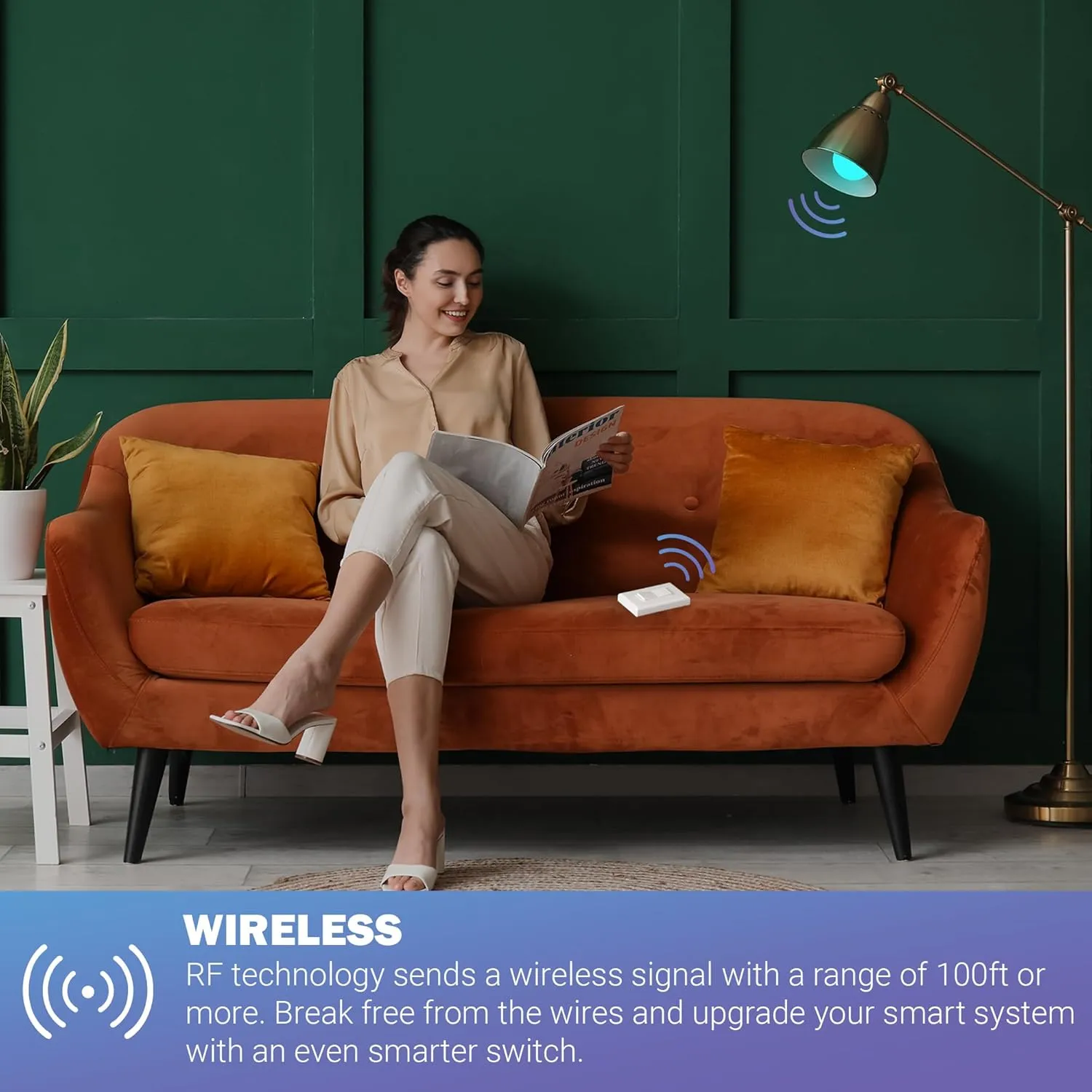 RunLessWire Click for Philips Hue Wireless Battery Free Dimming Smart Switch Friends of Hue Bulb Lighting Control Works with All Home Automation Hubs Through Bridge & App Self Powered - Brown