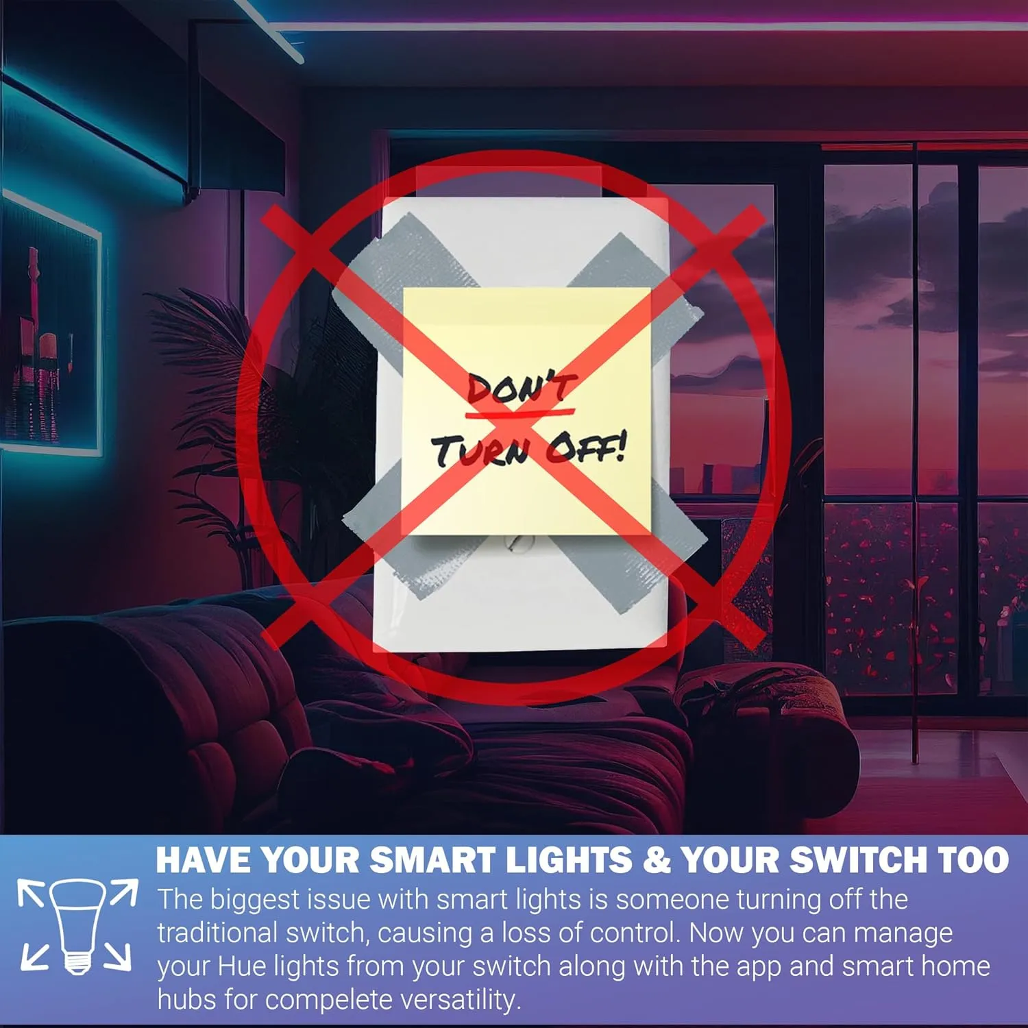 RunLessWire Click for Philips Hue Wireless Battery Free Dimming Smart Switch Friends of Hue Bulb Lighting Control Works with All Home Automation Hubs Through Bridge & App Self Powered - Brown