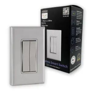 RunLessWire Click for Philips Hue Wireless Battery Free Dimming Smart Switch Friends of Hue Bulb Lighting Control Works with All Home Automation Hubs Through Bridge & App Self Powered - Gray
