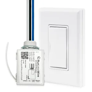 RunLessWire Single Pole Remote Light Switch Kit Wireless Battery-Free Self-Powered Kinetic DIY Wall Switch 150ft RF Range - Basic: 1 On/Off Receiver, 1 Switch - White