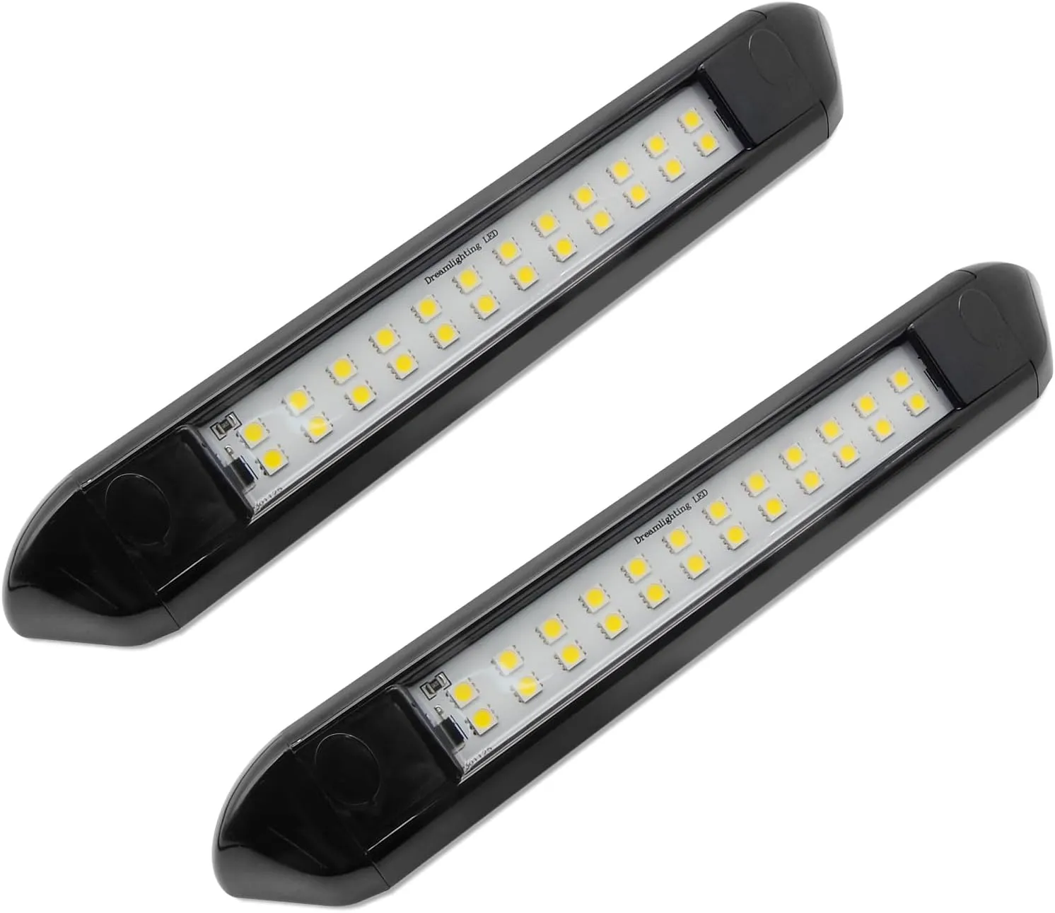 RV Lights Exterior 12V RV Porch Light 12 Volt LED Trailer Lights Outdoor Awning Light RV Accessories for Outside 7000K Cool White Lighting 5.4W 350Lumens 10inch Black Shell, no Switch, Pack of 2