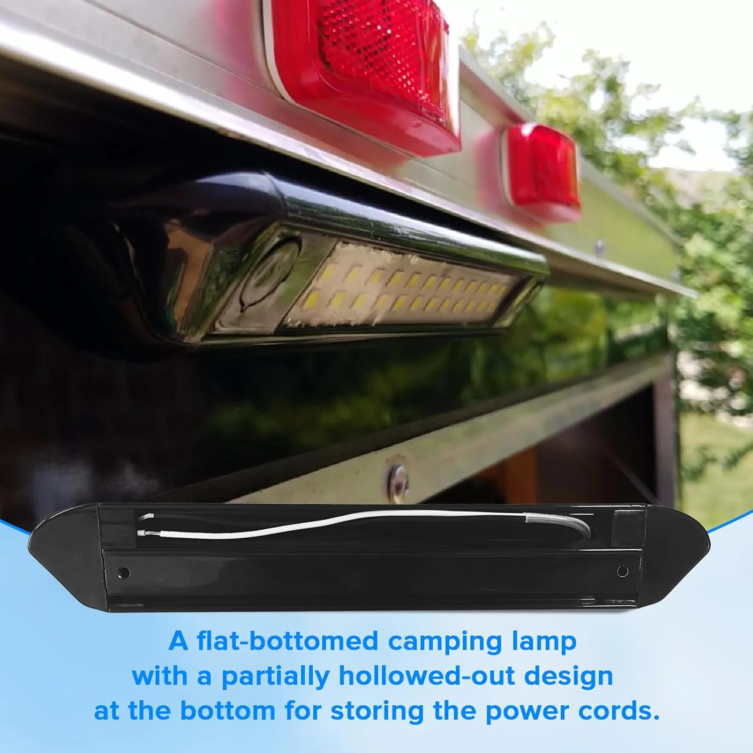 RV Lights Exterior 12V RV Porch Light 12 Volt LED Trailer Lights Outdoor Awning Light RV Accessories for Outside 7000K Cool White Lighting 5.4W 350Lumens 10inch Black Shell, no Switch, Pack of 2