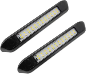 RV Lights Exterior 12V RV Porch Light 12 Volt LED Trailer Lights Outdoor Awning Light RV Accessories for Outside 7000K Cool White Lighting 5.4W 350Lumens 10inch Black Shell, no Switch, Pack of 2