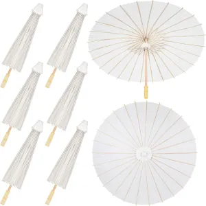 Sadnyy 33 Inches Paper Umbrellas Paper Decorative Chinese Japanese Parasol Umbrella DIY Oiled Painting Umbrellas Crafts for Wedding Bridal Party Decor(White,6 Pack)