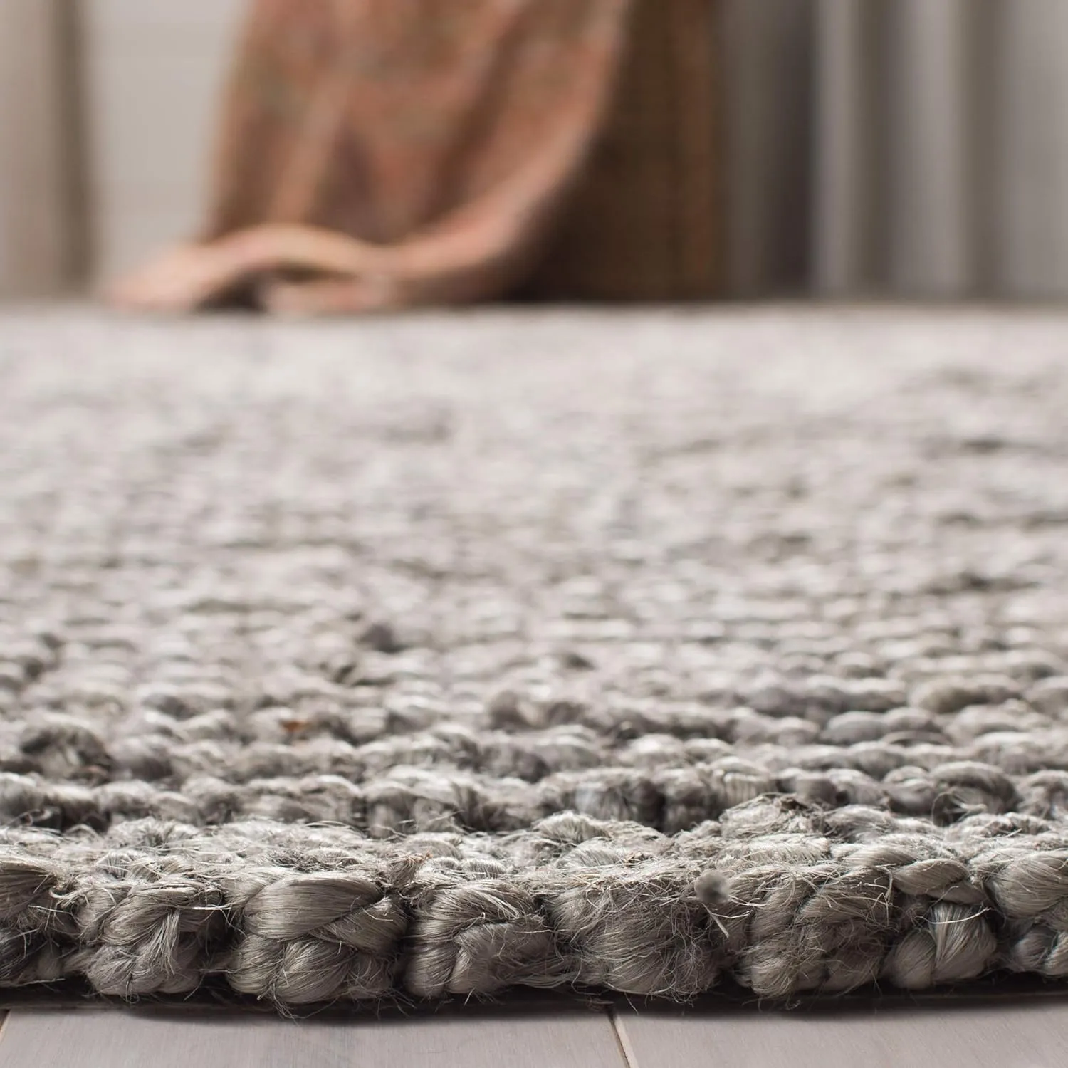 SAFAVIEH Natural Fiber Collection Runner Rug - 2'6" x 6', Light Grey, Handmade Chunky Textured Jute 0.75-inch Thick, Ideal for High Traffic Areas in Living Room, Bedroom (NF447G)