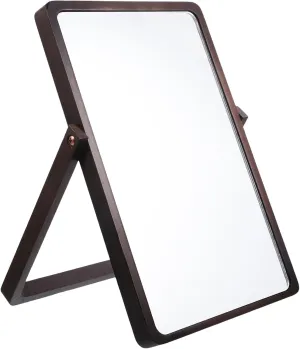 SAFIGLE Folding Desktop Makeup Mirror Wooden Vanity Mirror with Reflection Stable Base for Home Office Use Easy Viewing Durable Design Walnut Color