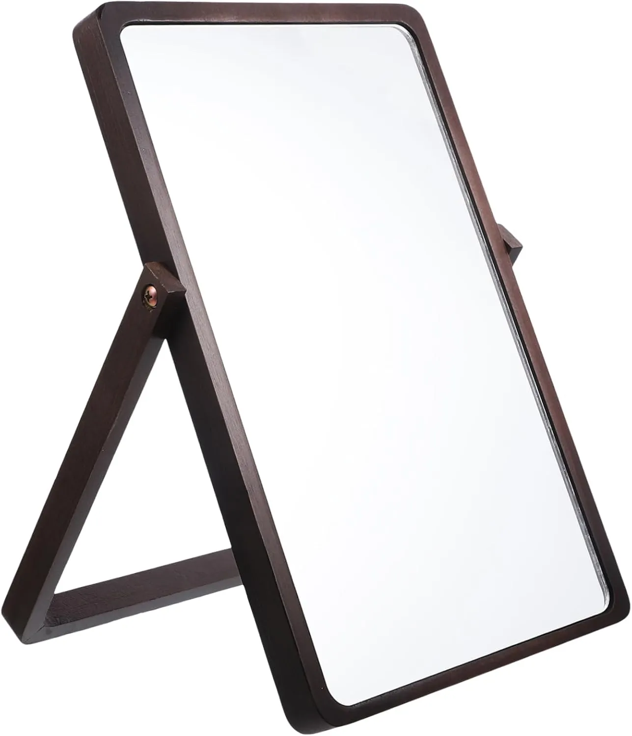 SAFIGLE Folding Desktop Makeup Mirror Wooden Vanity Mirror with Reflection Stable Base for Home Office Use Easy Viewing Durable Design Walnut Color