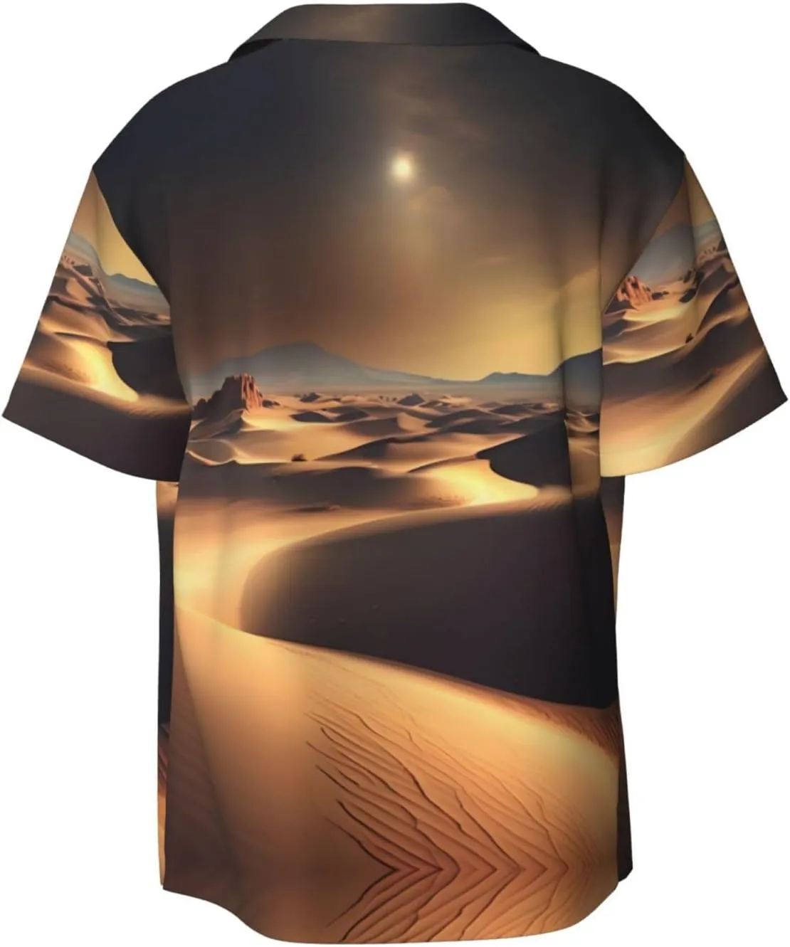 Sahara Desert Men's Short Sleeve Shirt - Casual Button Shirt, Holiday Beachwear,