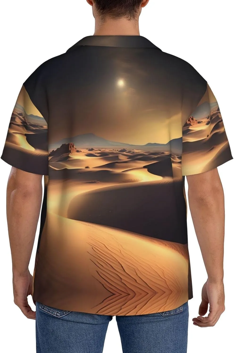Sahara Desert Men's Short Sleeve Shirt - Casual Button Shirt, Holiday Beachwear,