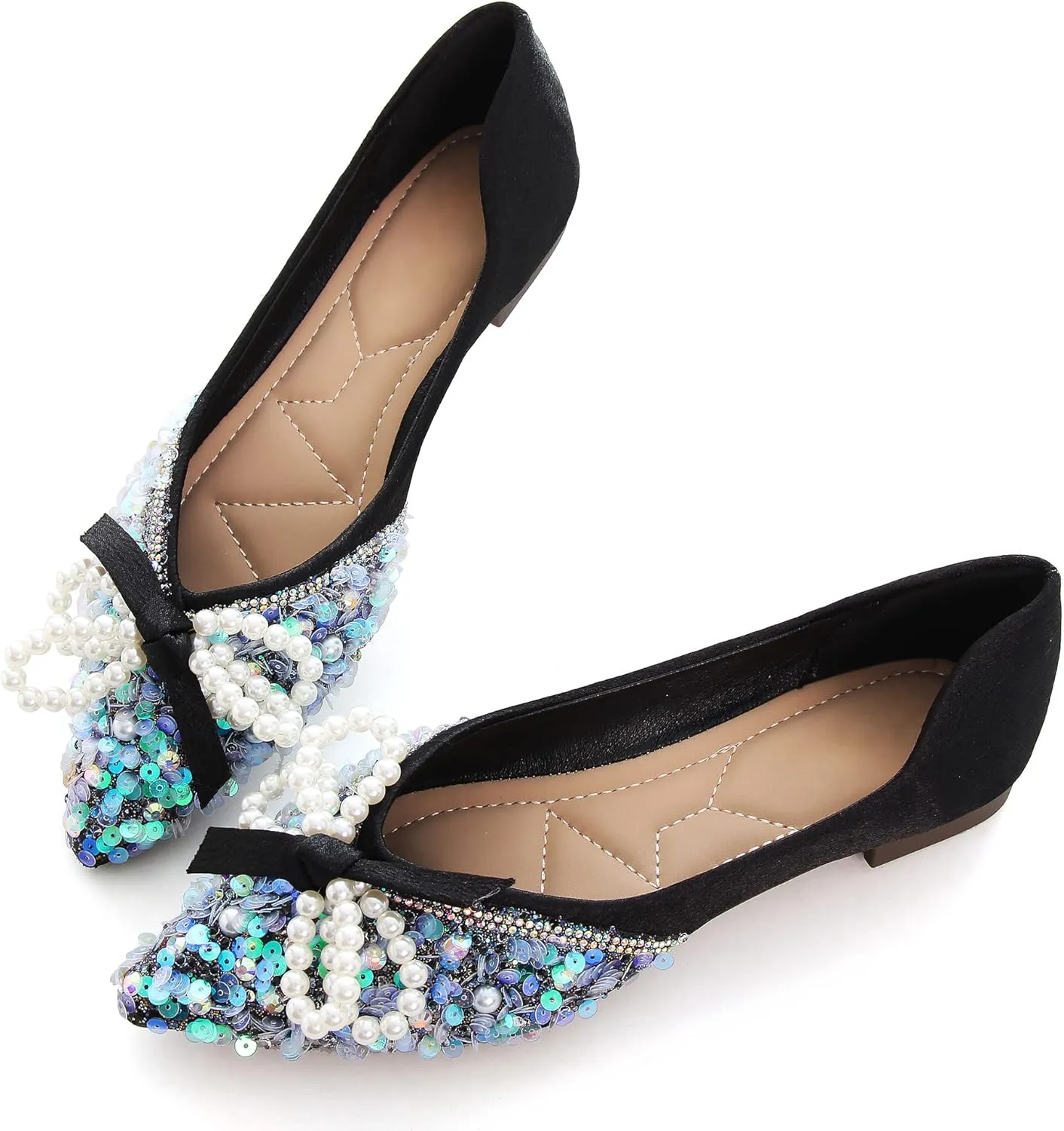 SAILING LU Dressy Shoes for Women Pointed Toe Bowknot Ballet Flats Comfortable Light Weight Slip on Walking Loafers