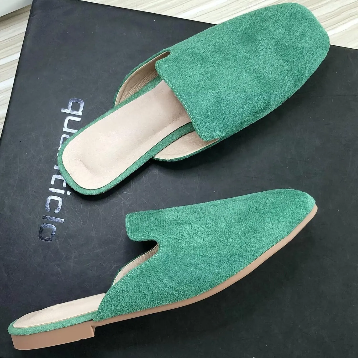 SAILING LU Square Toe Mules for Women Casual Backless Shoes Solid Color Flat Slip ons Comfort Summer Sandals
