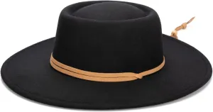 San Diego Hat Co. Women's Boater with Double Wrap Suede Band Adjustable Chin Cord Toggle and Wide and Flat Brim