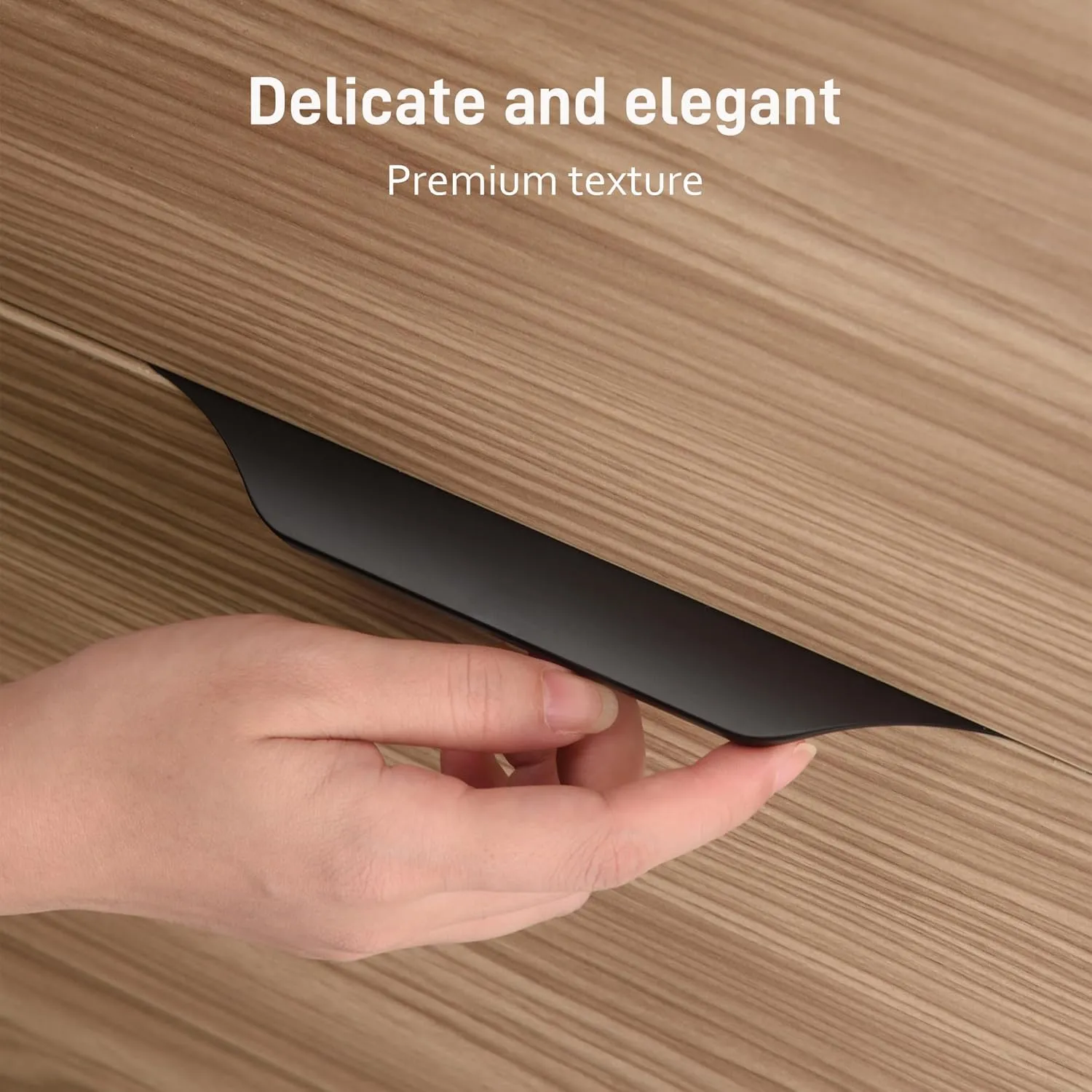 Satanga Edge Finger Tab Pull for cabinets Kitchen Concealed Drawer pulls Aluminum Flat Hidden Mount Door Long Handle for Home 10 Pack Modern Black 7.87" Overall Length Easy Installation
