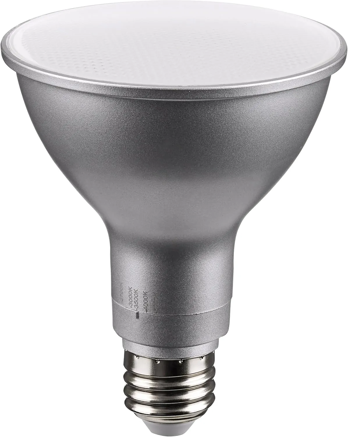 Satco S11586; 11 Watt PAR30LN LED; Medium Base; Silver Finish; CCT Selectable; 120 Volt; 40 Degree Beam Angle; 11PAR30LN/LED/5CCT/FL/120V (6 LED Bulbs)