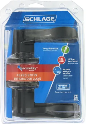 Schlage Accent Aged Bronze Steel Entry Lockset ANSI Grade 2 1-3/4 in.