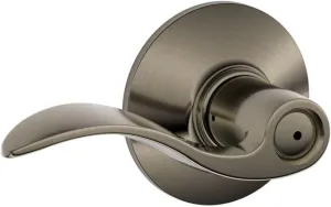 SCHLAGE F40ACC620 Accent F40 Flat Wave Reversible Door Lever Lockset, Solid, Antique Pewter