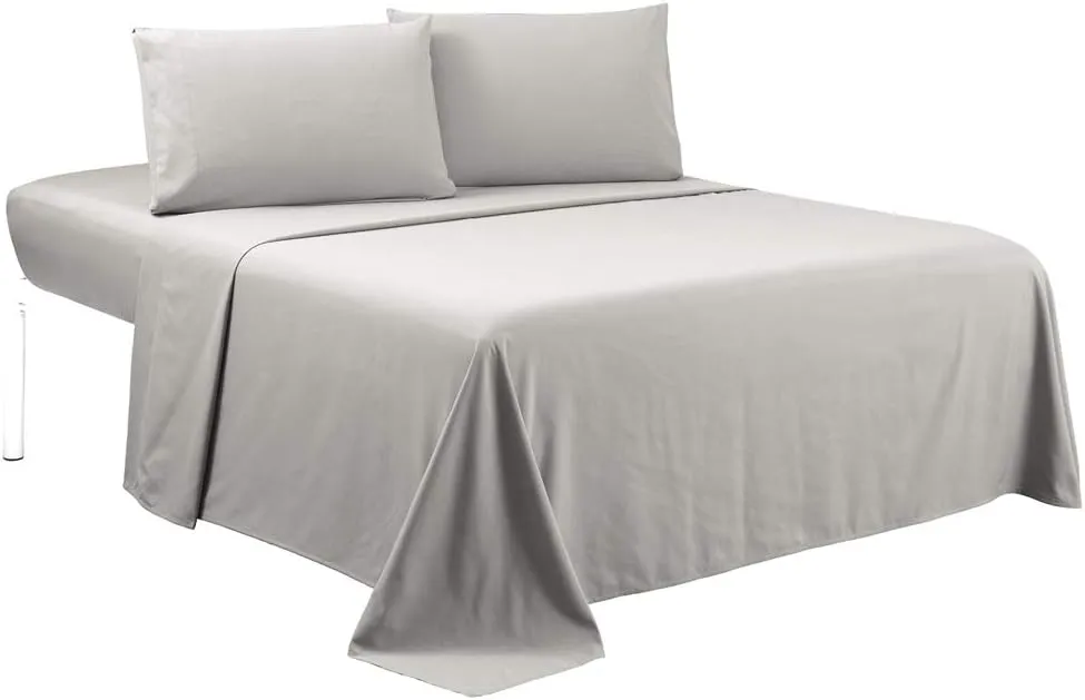 Sfoothome Full Sheets Set - White Hotel Luxury 4-Piece Bed Set, Extra Deep Pocket, 1800 Series Bedding Set, Wrinkle & Fade Resistant, Sheet & Pillow Case Set (Full, Light Gray)