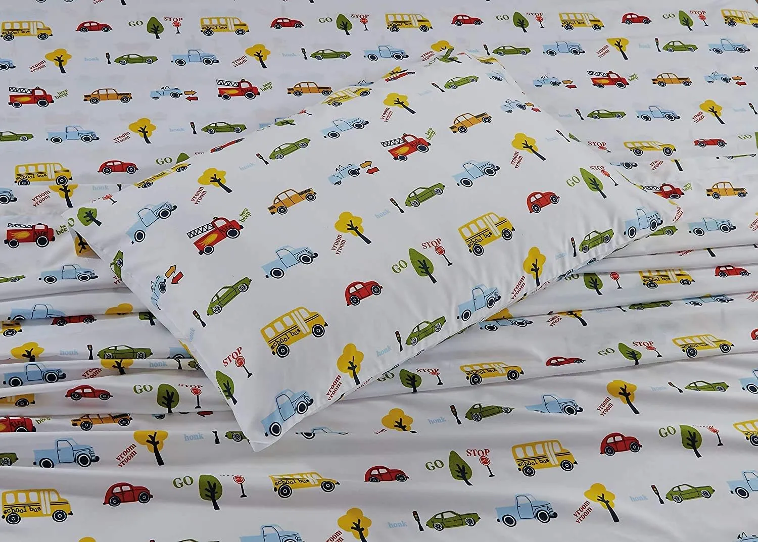 Sheet Set Kids/Teens Children Boys School Bus Fire Truck Taxi Cab Vehicle Transportation Trees Yellow Red Green Light Blue New # School bus (Twin Sheet)