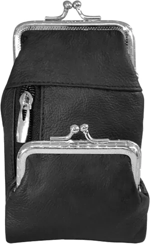 Skyway Gianni Leather Cigarette Case for Women 100's Pack Holder with Lighter Holder Coin Purse Pouch - Black