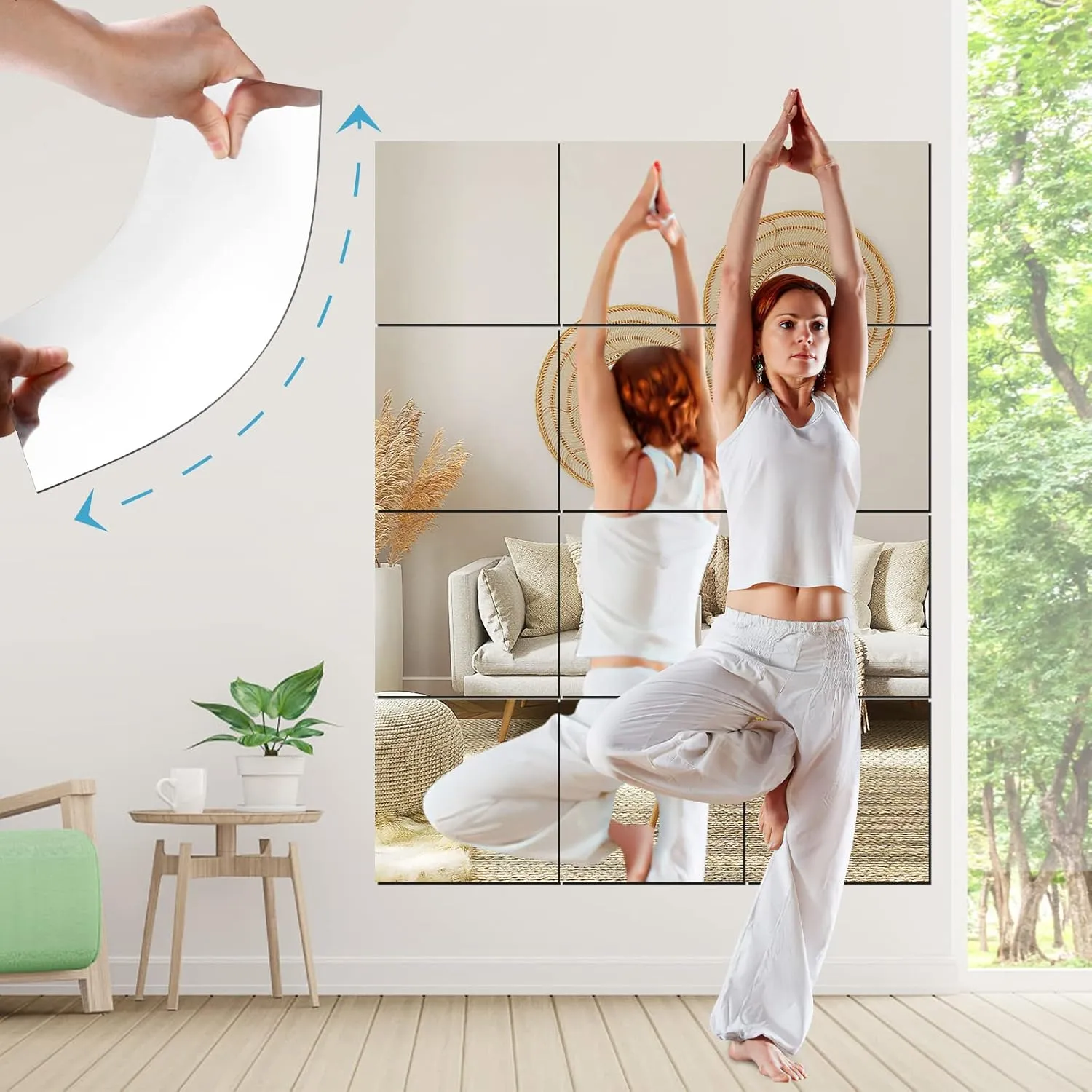 SLDIYWOW Wall Mirror Full Length, 4Pcs Full Body Mirror for Bedroom, Safety Unbreakable Mirror Great for Baby Kids Toddler, Full Body Mirror Tiles for Bedroom, Home Gym, Living Room