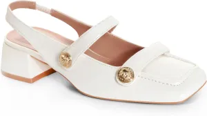 Slingback Mary Jane Heels for Women Low Block Heel Closed Square Toe Pump Shoes Heels Classic Daily Office Dressy Shoes