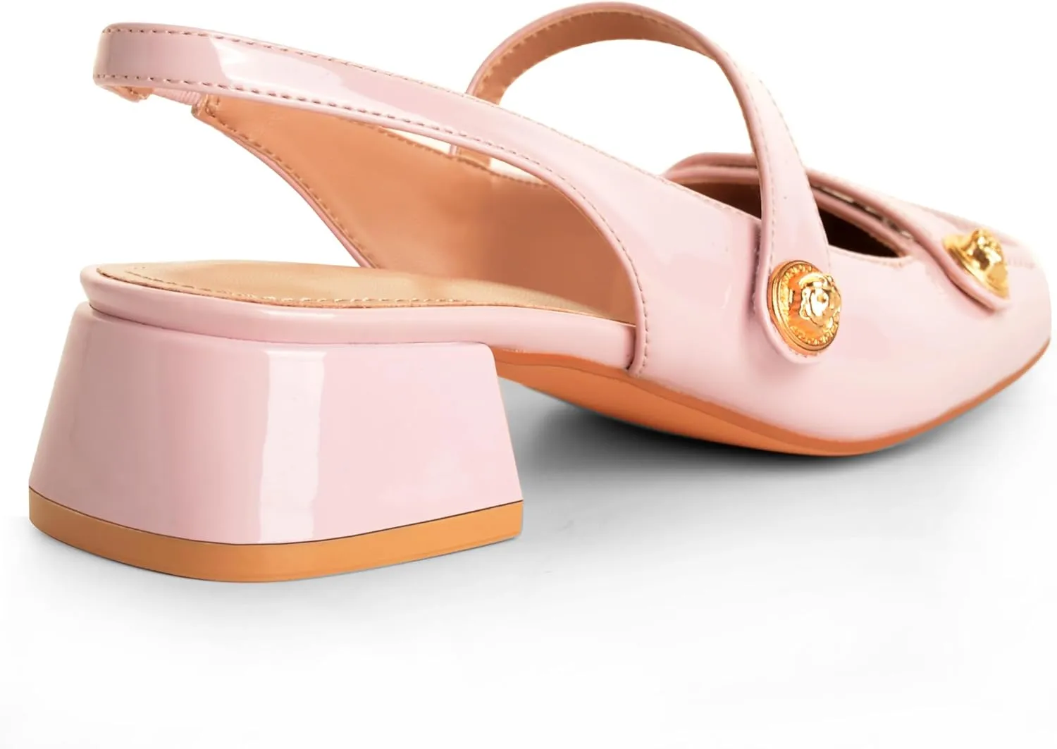 Slingback Mary Jane Heels for Women Low Block Heel Closed Square Toe Pump Shoes Heels Classic Daily Office Dressy Shoes