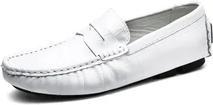 Smoking Loafer for Men Round Toe Faux Crocodile Leather Penny Loafer Comfortable Flexible Soft Driving Slip On for Any Attire