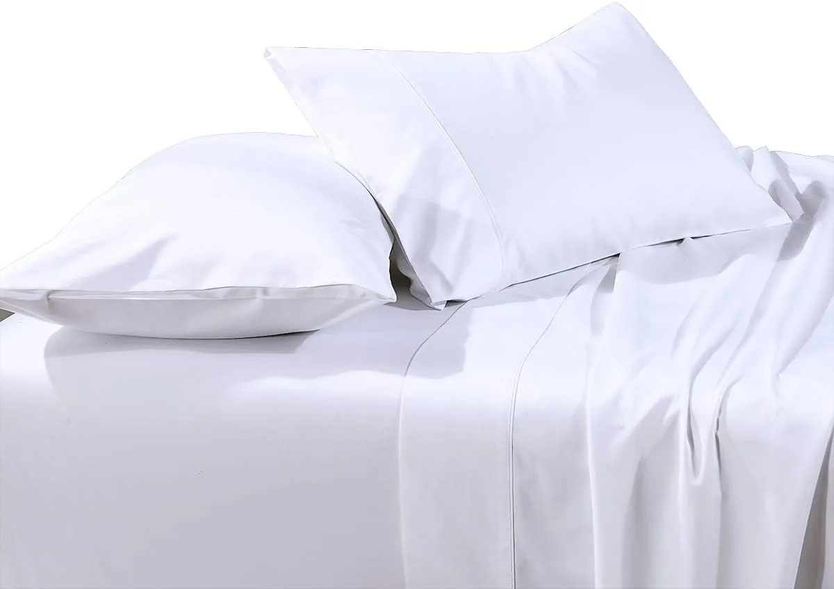 Solid White Brushed Microfiber King Size Bed Sheet Set