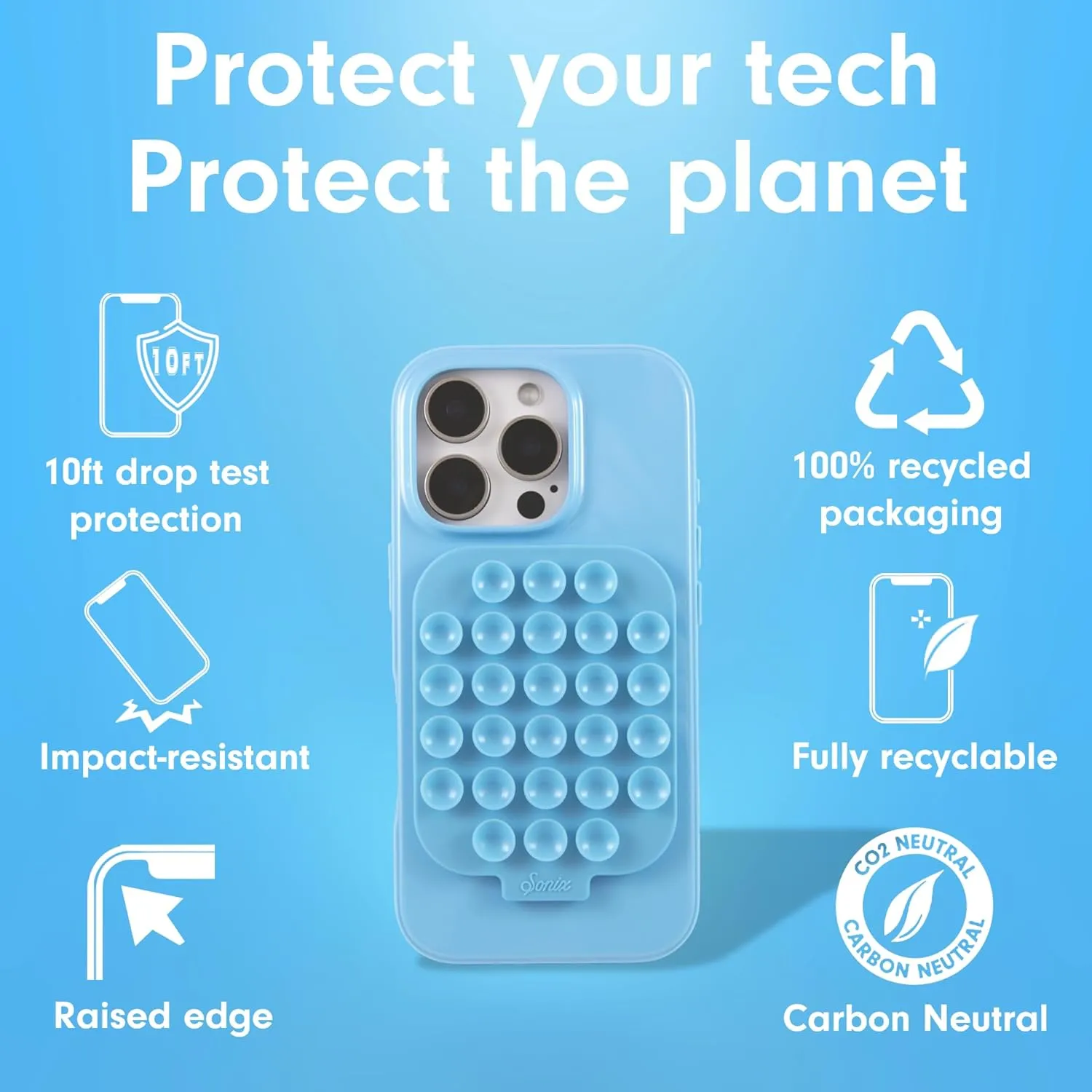 Sonix Case for iPhone 16 Pro Max with Magnetic Suction Mount | Compatible with MagSafe | 10ft Drop Tested | Light Blue
