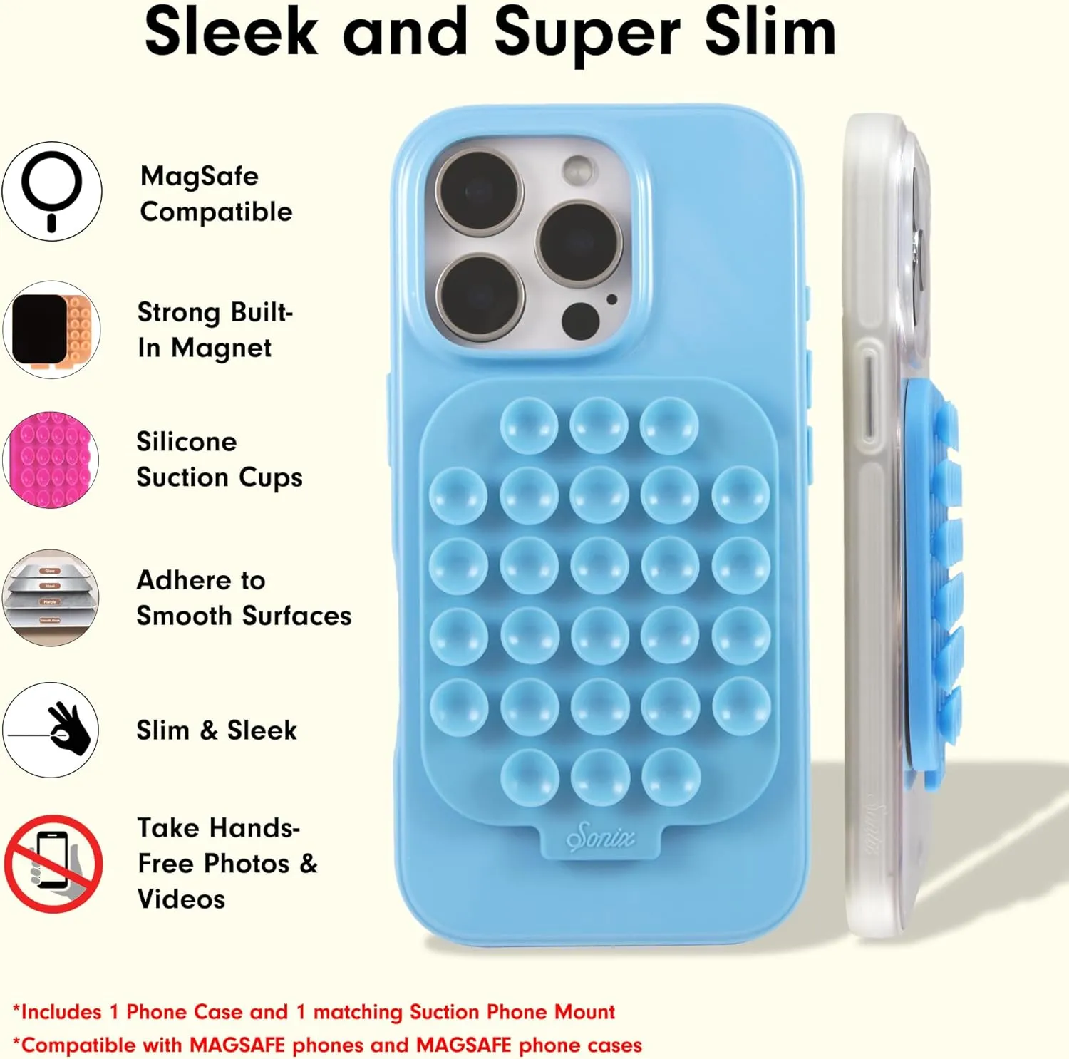 Sonix Case for iPhone 16 Pro Max with Magnetic Suction Mount | Compatible with MagSafe | 10ft Drop Tested | Light Blue