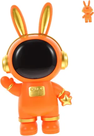 Space Rabbit Piggy Bank Cartoon Pink Plush Jar Coin Pig Savings Bank Piggy Bank for Characters Bunny Home Decor Cute Rabbit Decor Bunny Decor Vinyl Orange