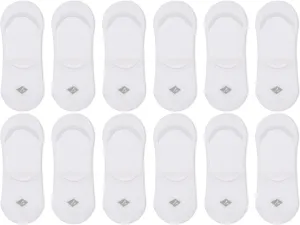 Sperry Women's Solid Sneaker Liners with Arch Support 12 Pair Pack, White, Women's Shoe Size 4-10